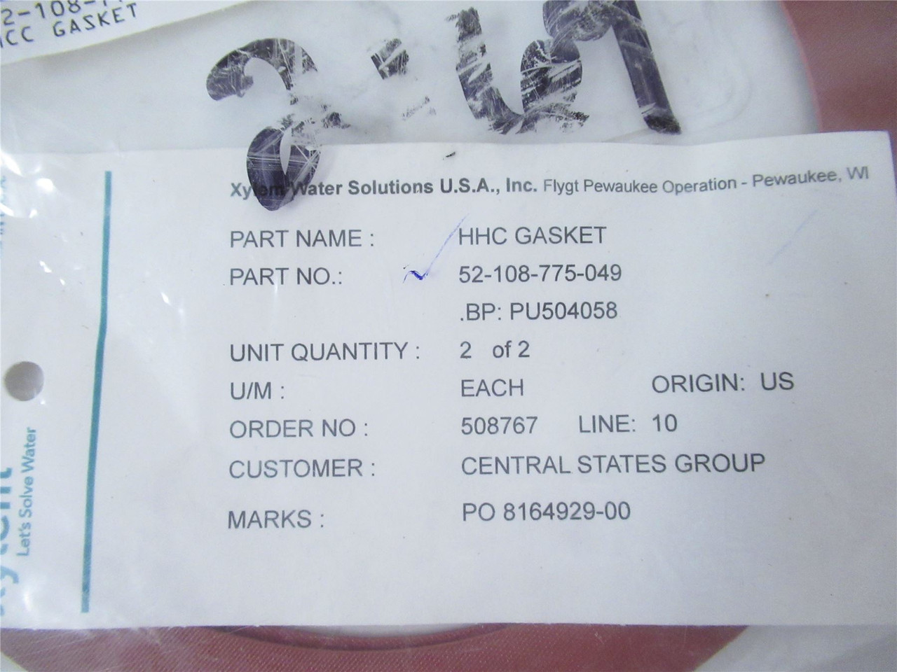 Xylem 52-108-775-049; Lot-2 HHC Gasket for Xylem Water Pump