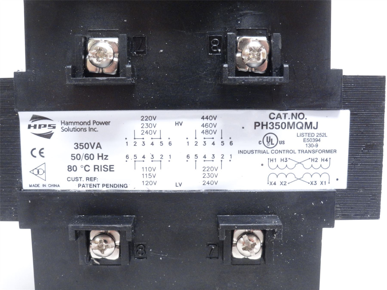 Hammond PH350MQMJ; Transformer 350VA Pri: 220/440 Sec:110/220