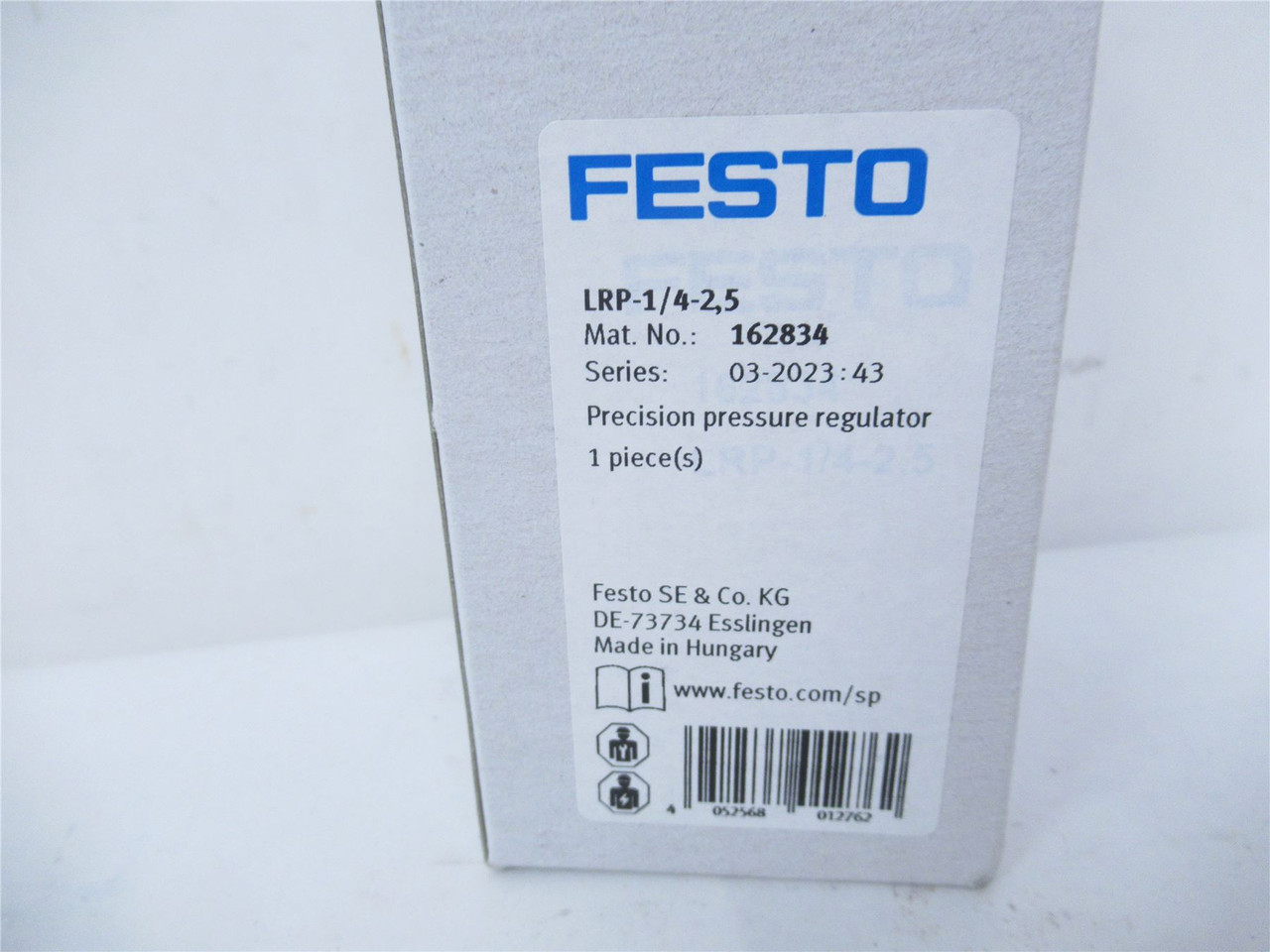 Festo LRP-1/4-2;5; Pressure Regulator 162834 Port Size 1/4"