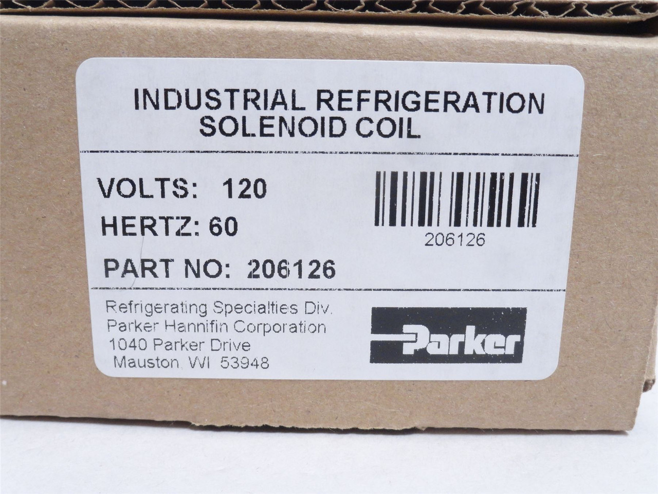 Parker 206126; Refrigeration Solenoid Coil; 120VAC; 1"ID