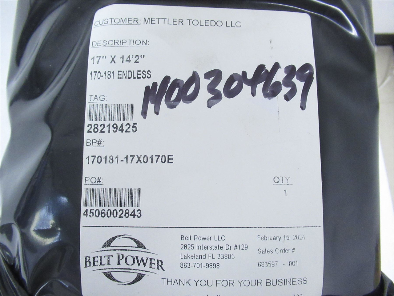 Mettler Toledo 170-181; Endless Belt 17" x 14'2"