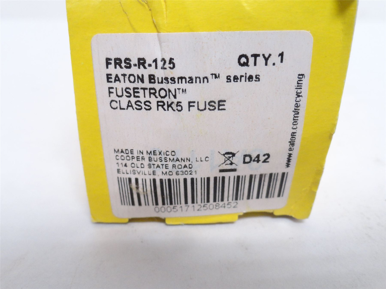 Bussmann FRS-R-125; Dual Element Time-Delay Fuse 125A; 600VAC