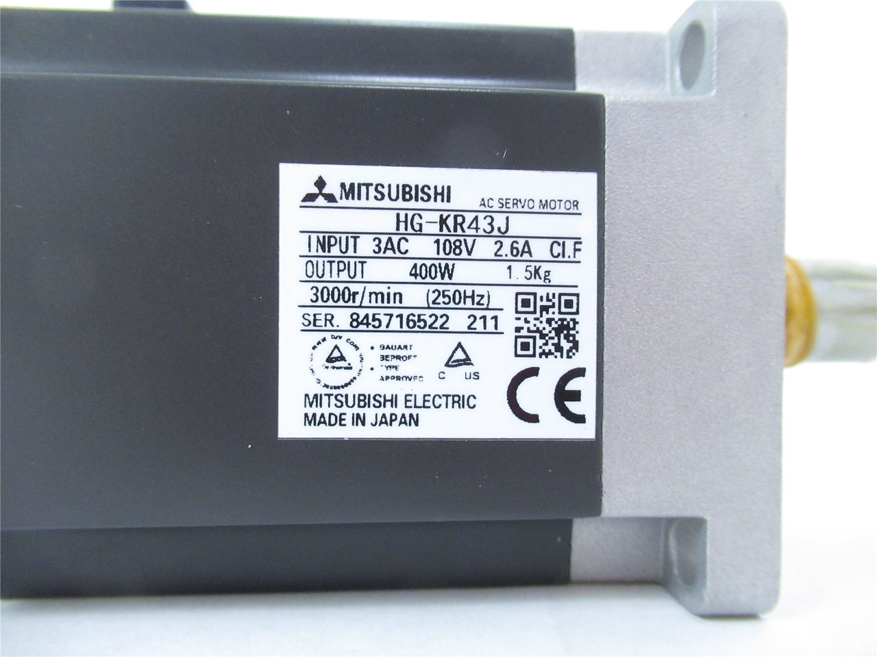 Mitsubishi HG-KR43J; Servo MotorLowInertia 0.4 KW 3000 R/MIN