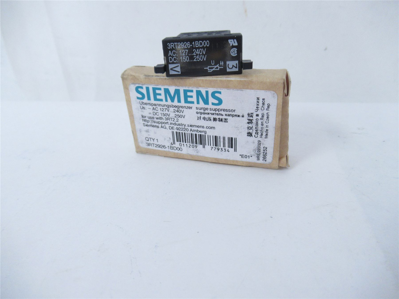 Siemens 3RT2926-1BD00; Surge Suppresr S0 Varistor Ac 127-240