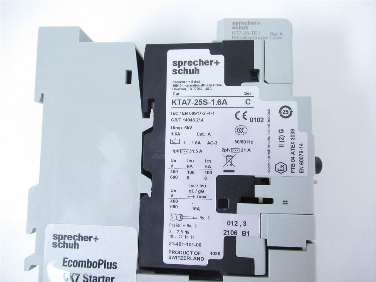 Sprecher+Schuh KTA7-25S-1.6A/CA7-9E-10; Manual Starter 1-1.6A