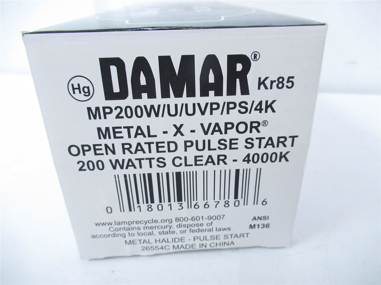 Damar MP200W/U/UVP/PS/4K; Metal X Vapor Lamp Bulb200Watt4000K