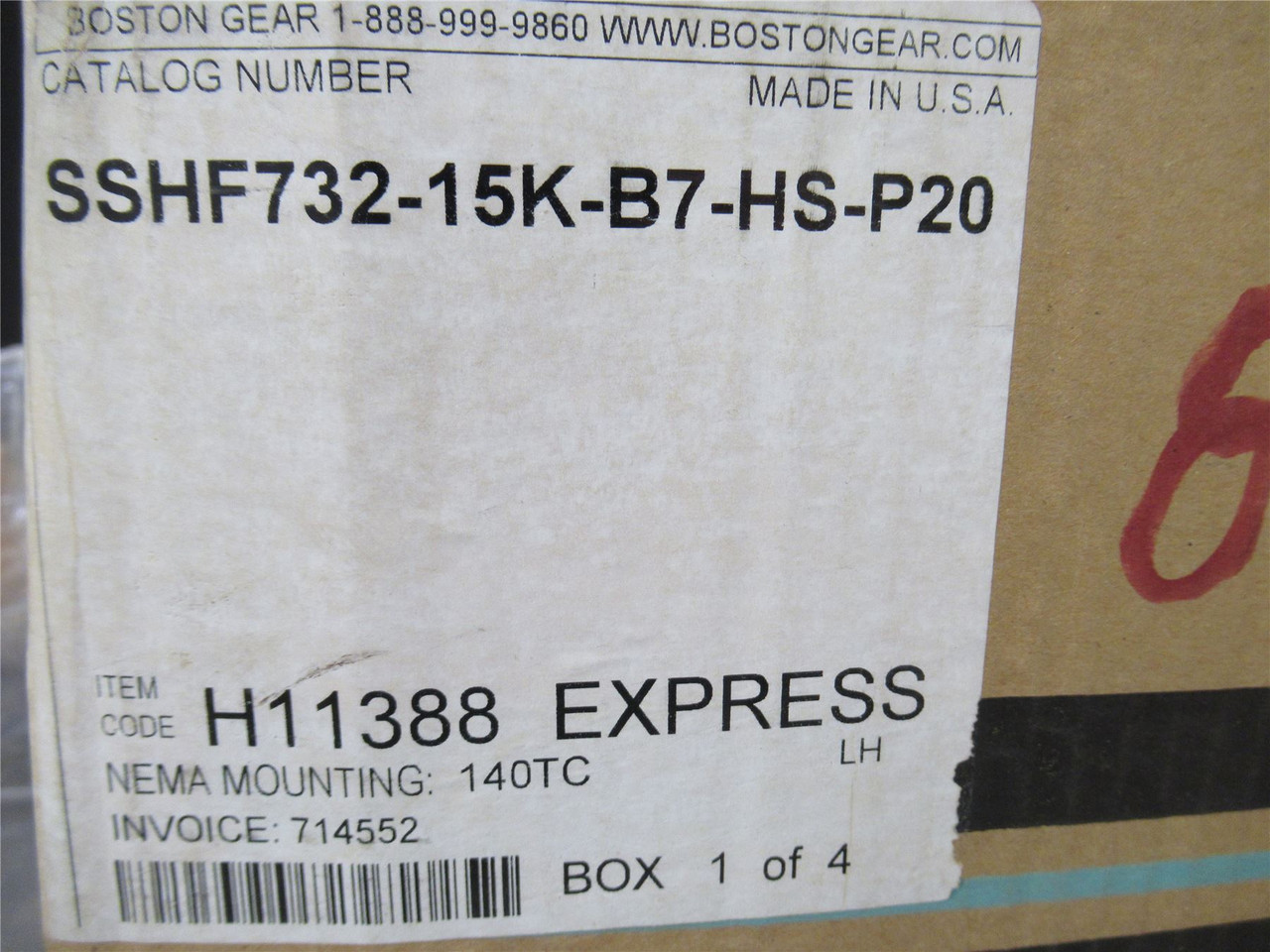 Boston Gear SSHF732-15K-B7-HS-P20; Gear Reducer; 15:1 Ratio