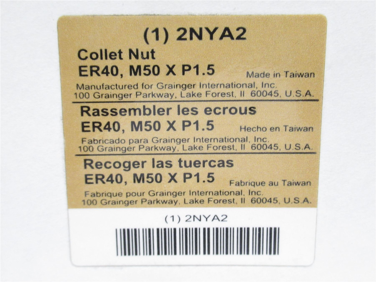 Industry-Std 2NYA2; Collet Nut; ER40 M50xP1.5