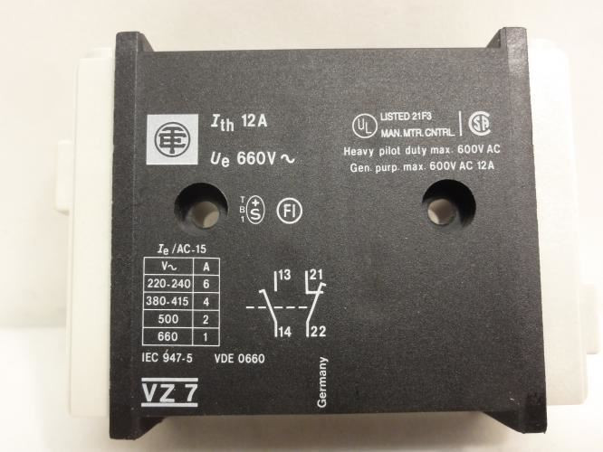 Telemecanique VZ7; Aux. Contact; 12A; 660V; 1NO / 1NC