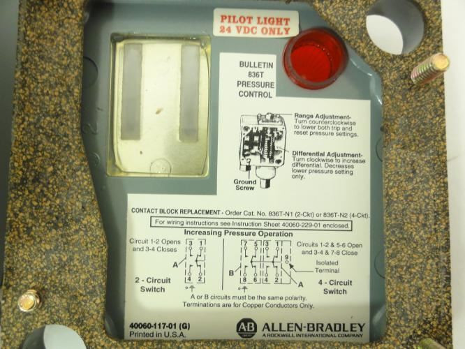 Allen-Bradley 836T-T252JX15; Pressure Control Switch; 24VDC