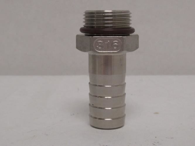 Industry-Std 3DTT3; Barbed Fitting. 3/4 BOSS x 3/4 Hose SS316