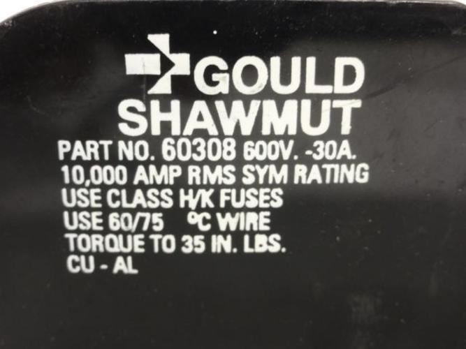 Gould 60308; Fuse Block; -30A; 600V; Class HK