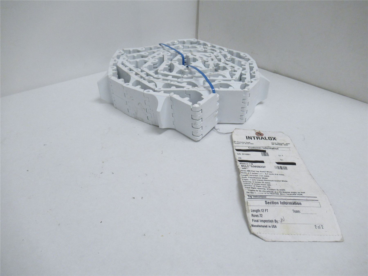 Intralox S800-2.7-12; Flighted Conveyor Belt 2.7" Wide; 12' L