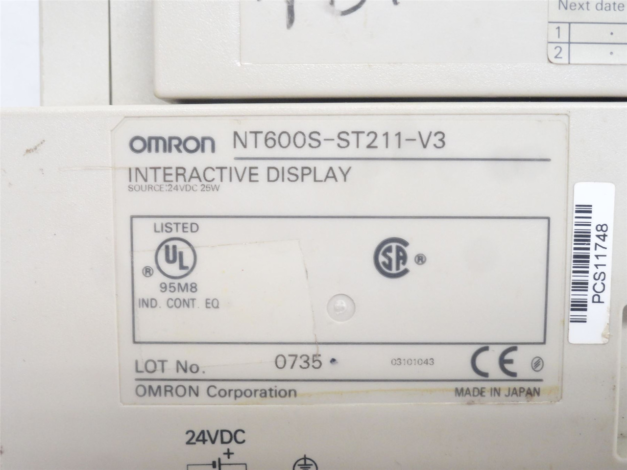 Omron NT600S-ST211-V3; Interactive Touch Display 24VDC; 9" Diagonal