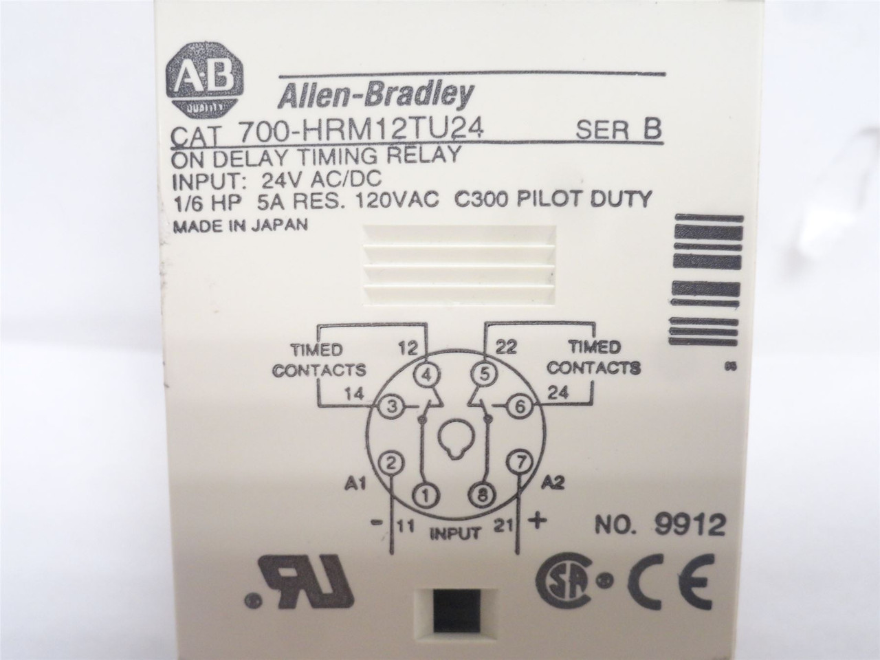 Allen-Bradley 700-HRM12TU24; Dial Timing Relay 24VAC/DC; DPDT