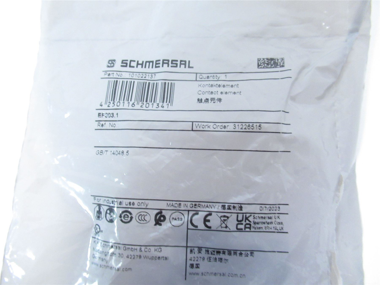 Schmersal EF303.1; Contactor Element 1 11-12; 23-24 VDC