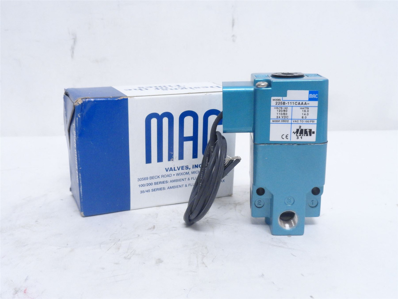 MAC 225B-111CA; Solenoid Valve; 110/120VAC/24VDC; 0-15PSI