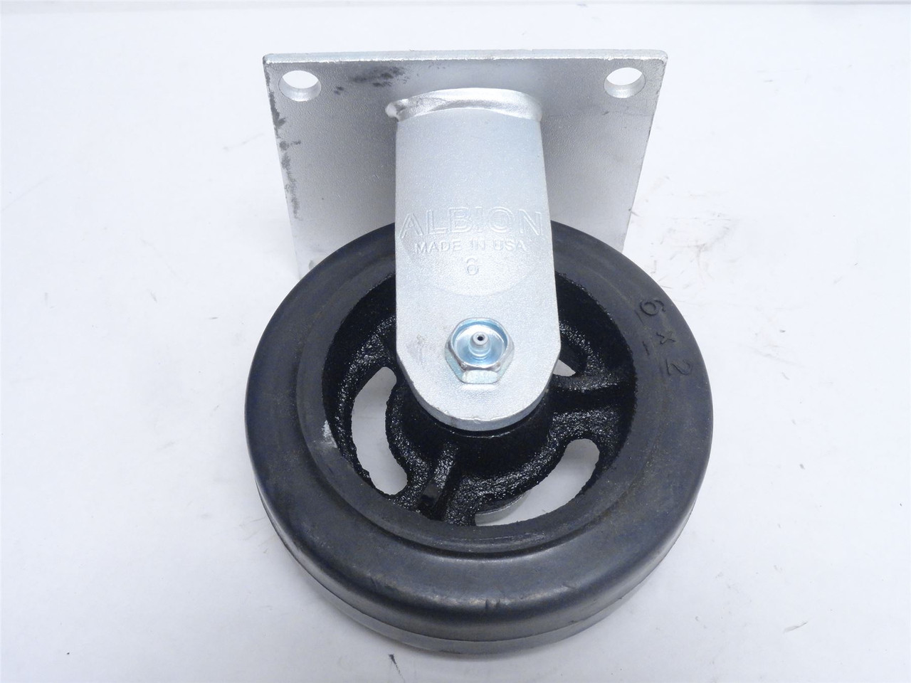 Albion C4706101; Rigid Plate Castor; 6" x 2" Wheel; 4-Bolt
