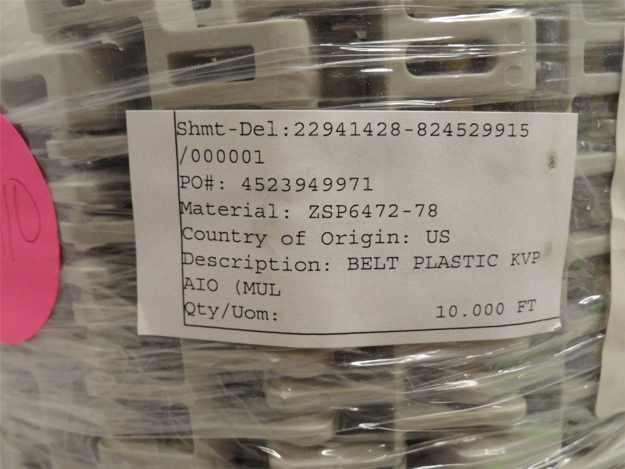 Cryovac SP647278; Habasit 1F15RGA0160N0 Belt 16"W x 10'L