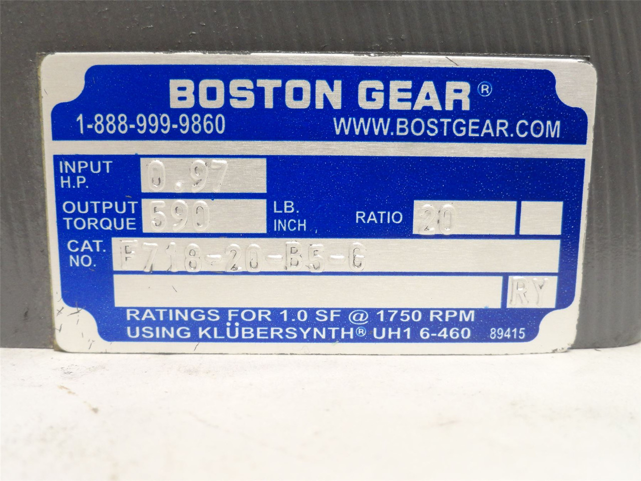 Boston Gear F718-20-B5-G; Speed Reducer; RA; 20:1 Ratio