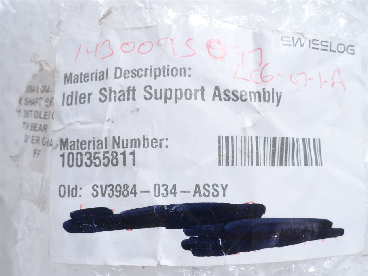 Swisslog SV3984-034-ASSY; Idler Shaft Support Assembly