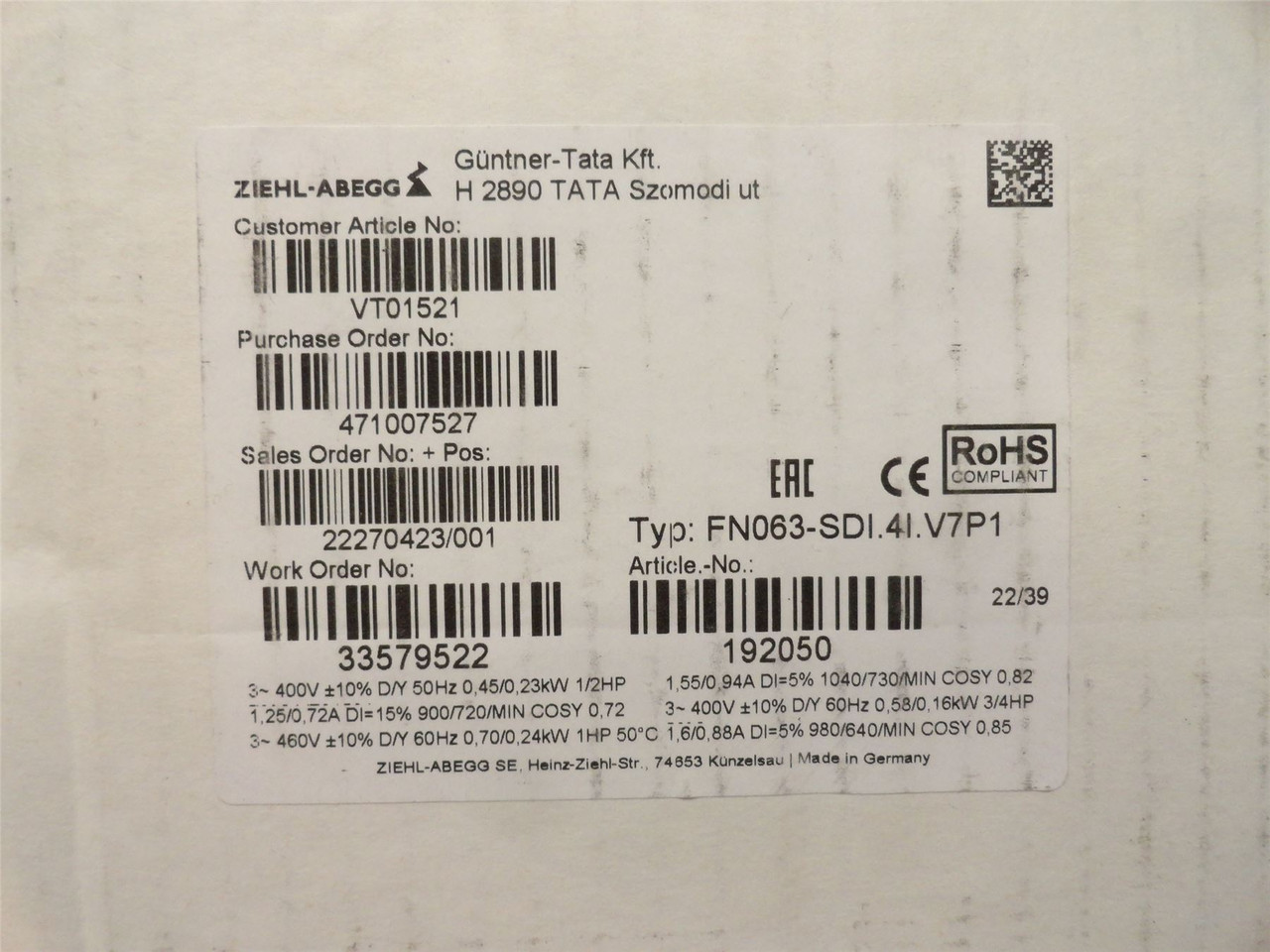 Guntner FN063-SDI.41.V7P1; Suction Fan; 400VAC; 630mmOD