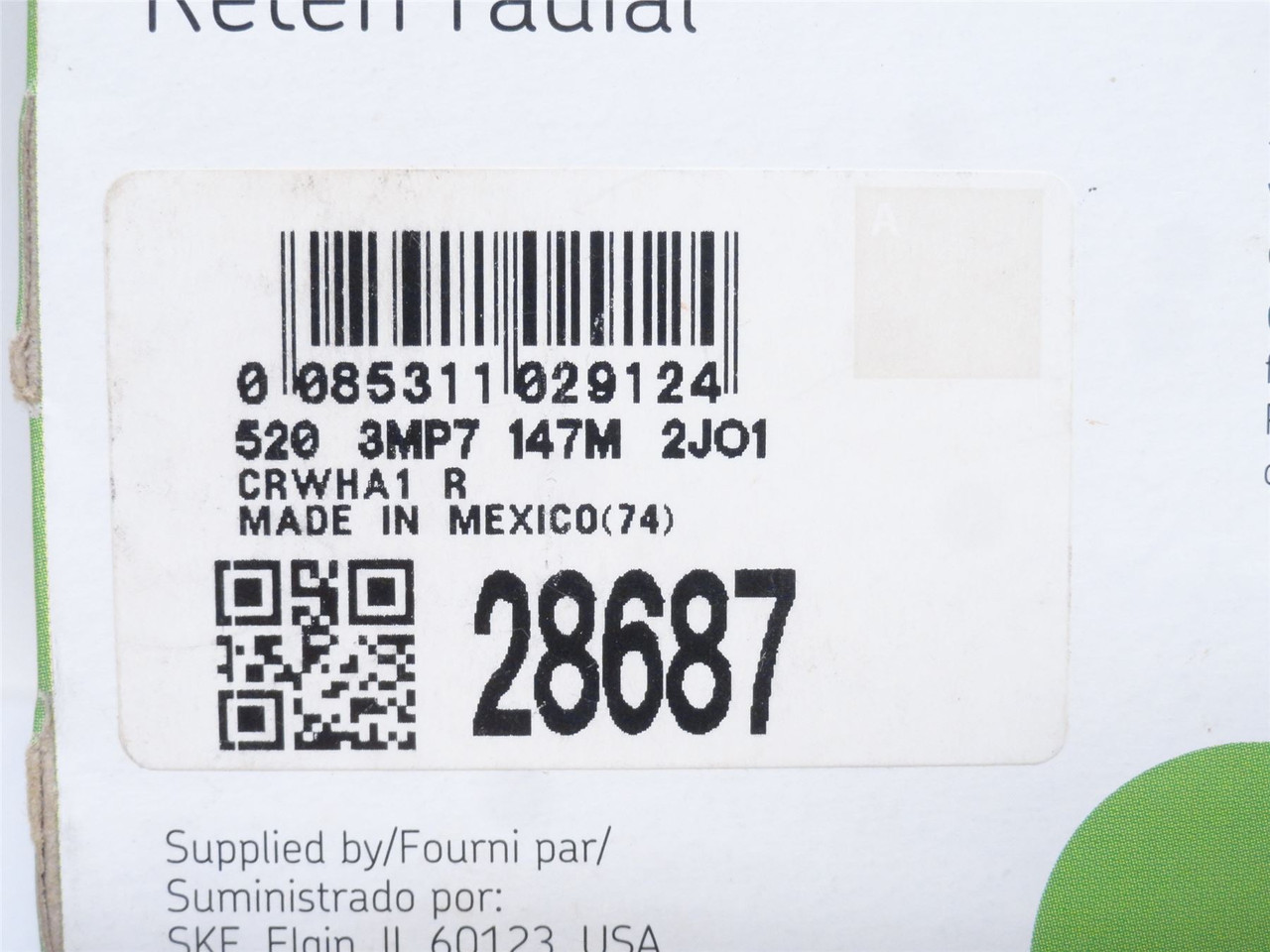 SKF 28687; Oil Seal 2.875"ID x 3.75"OD x 0.438" Wide