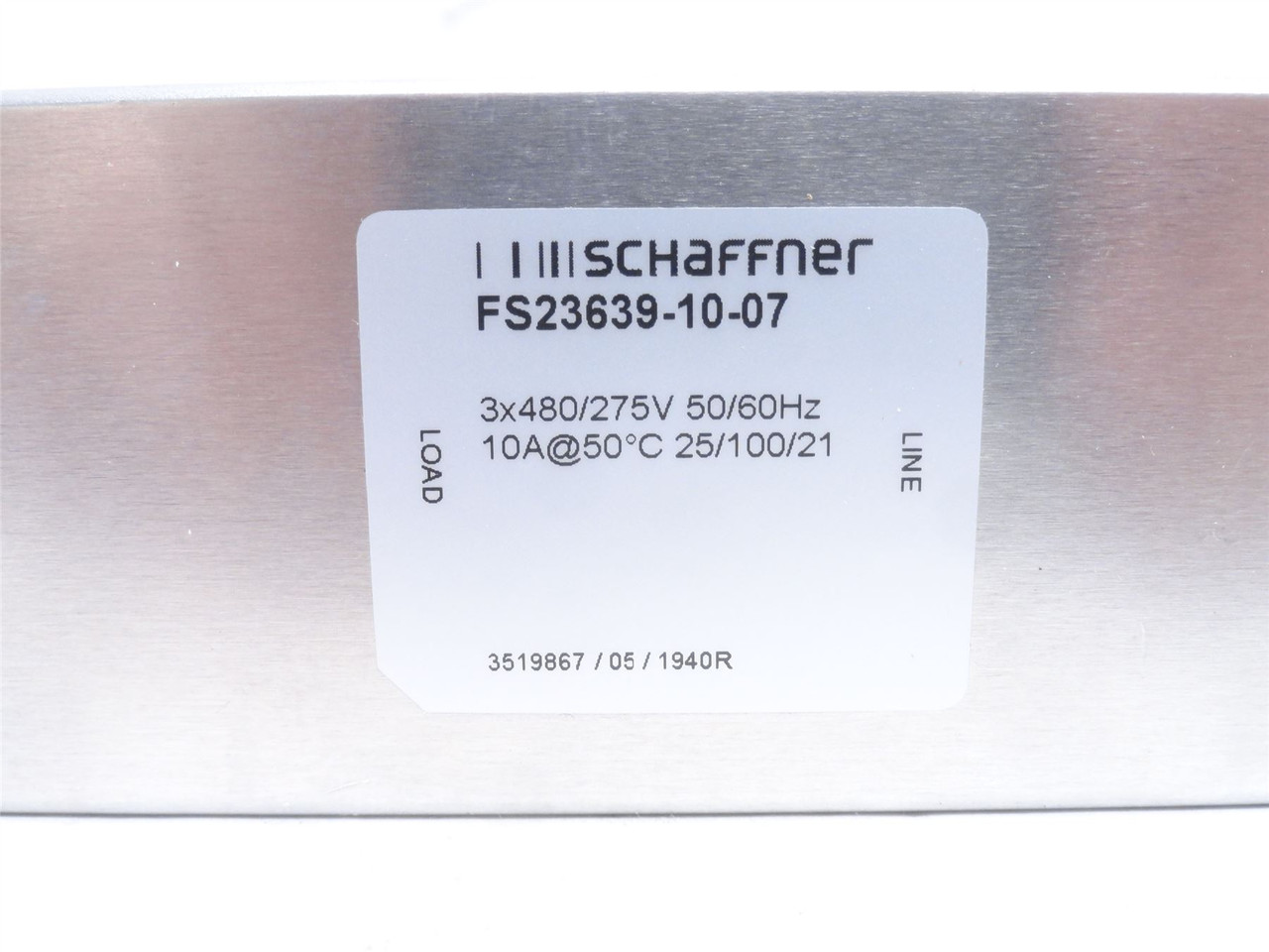 Schaffner FS23639-10-07; EMC Line Filter 10 Amps; 480VAC; 3Ph