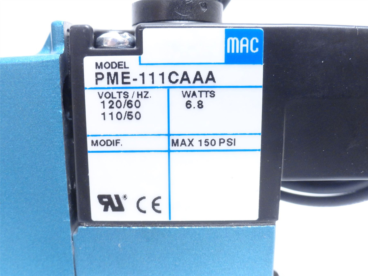 MAC 811C-PM-111CA-152; Solenoid Valve; 20-150PSI; 110/120VAC