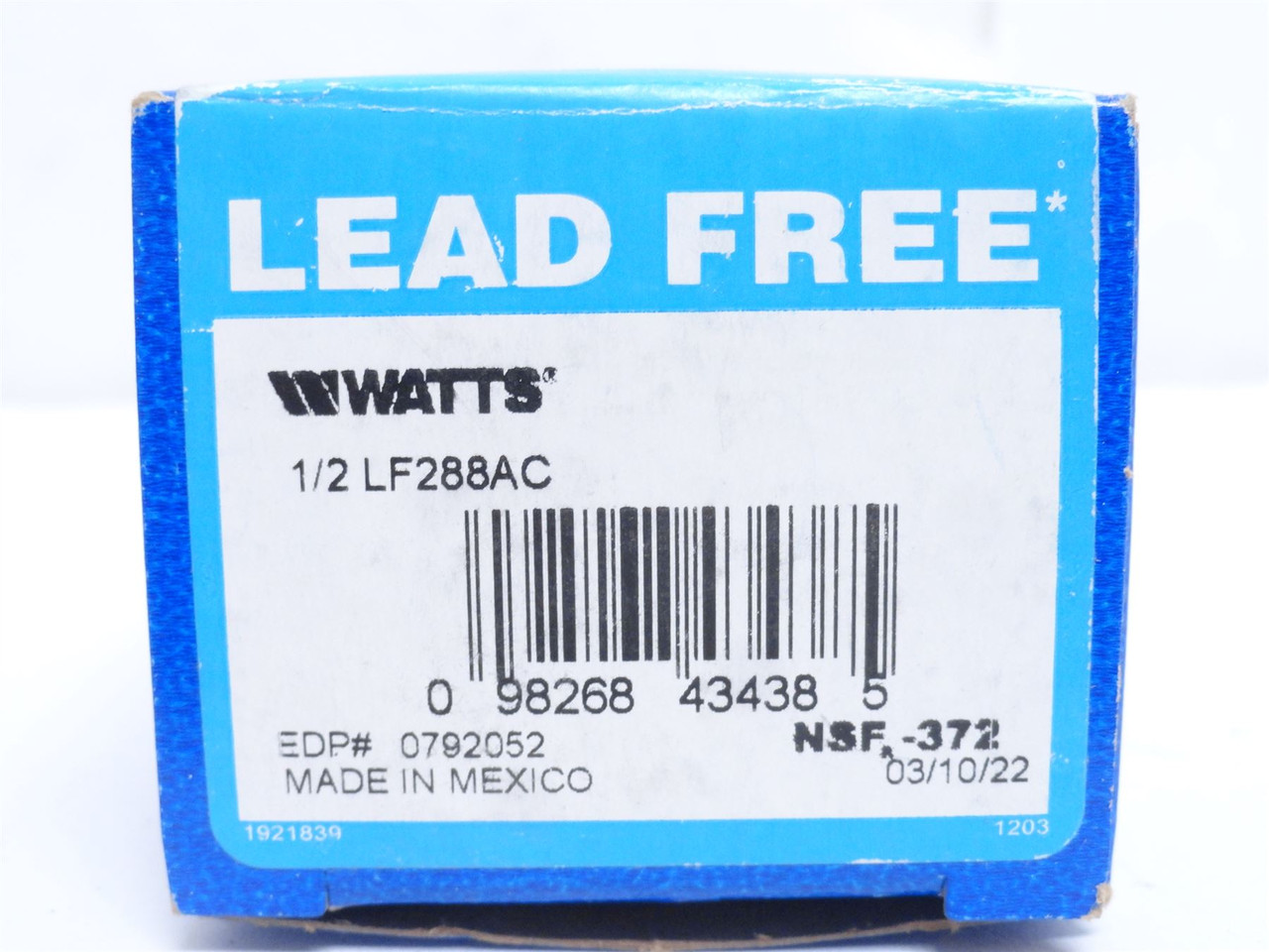 Watts LF288AC; Anti-Siphon Vacuum Breaker; 1/2NPT; 125PSI