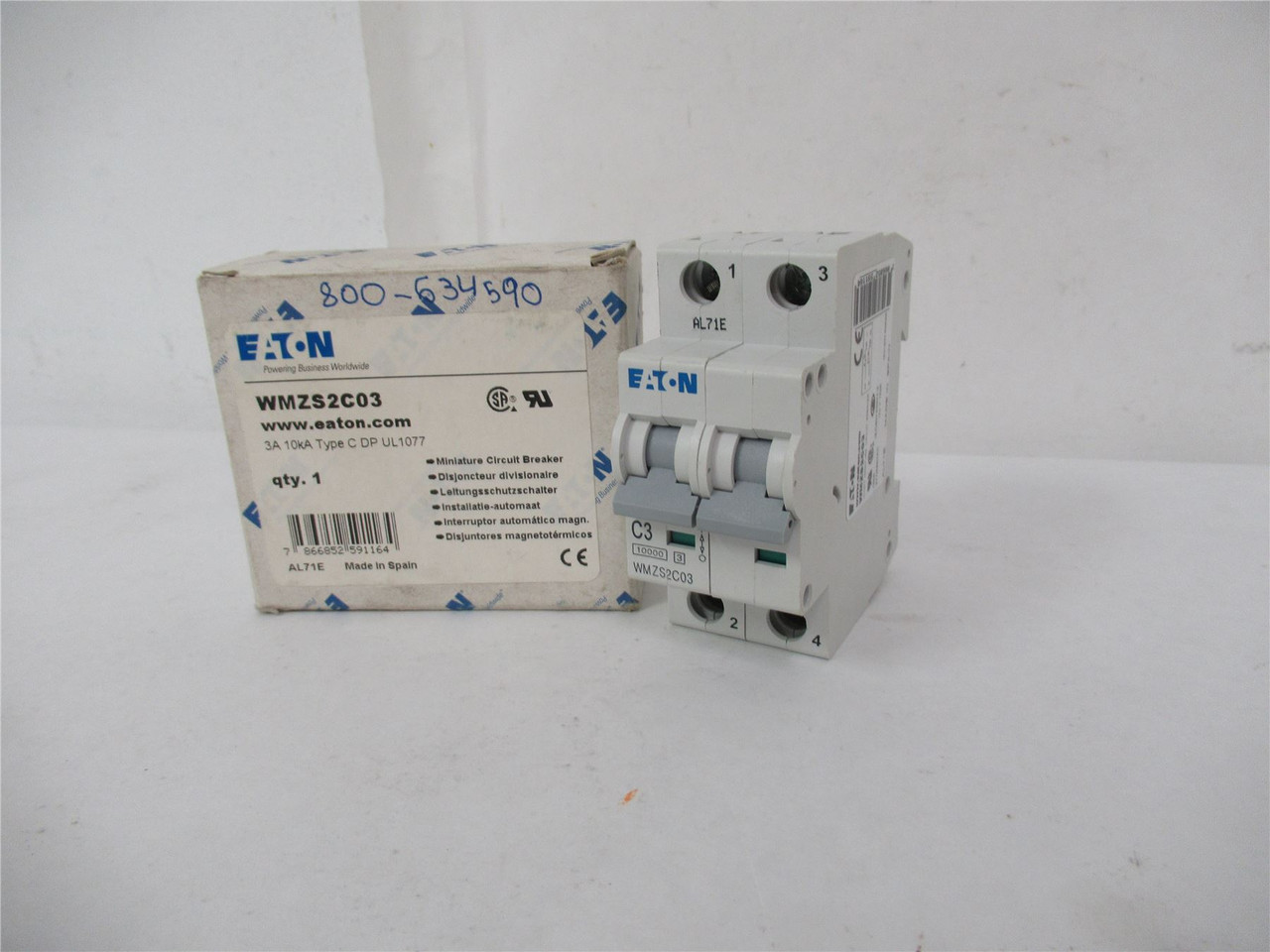 Eaton WMZS2C03; Circuit Breaker  3A 277VAC 48VDC 2Pole