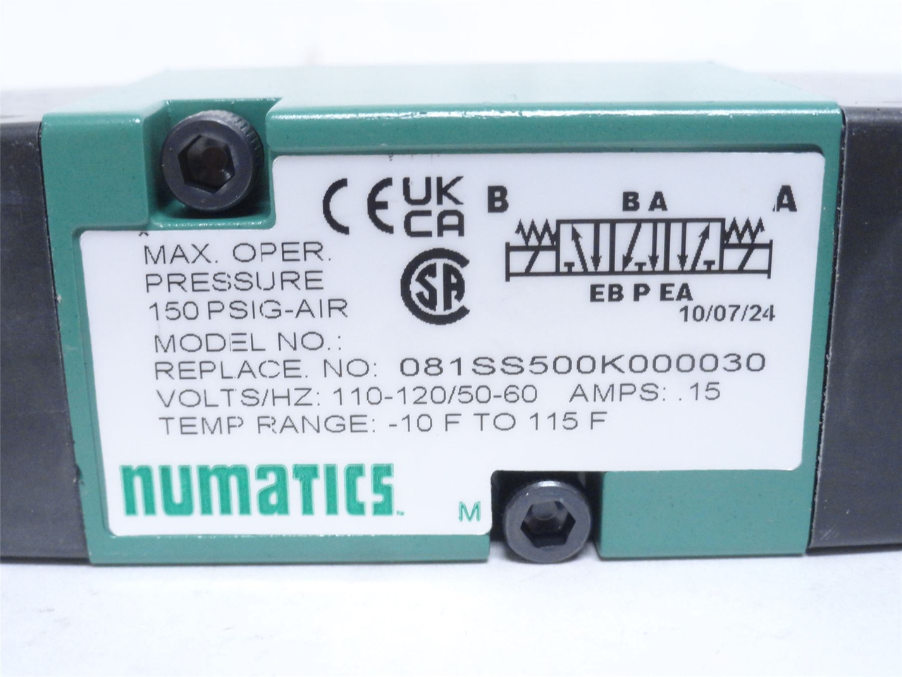 Numatics 081SS500K000030; Double Solenoid Air Control Valve