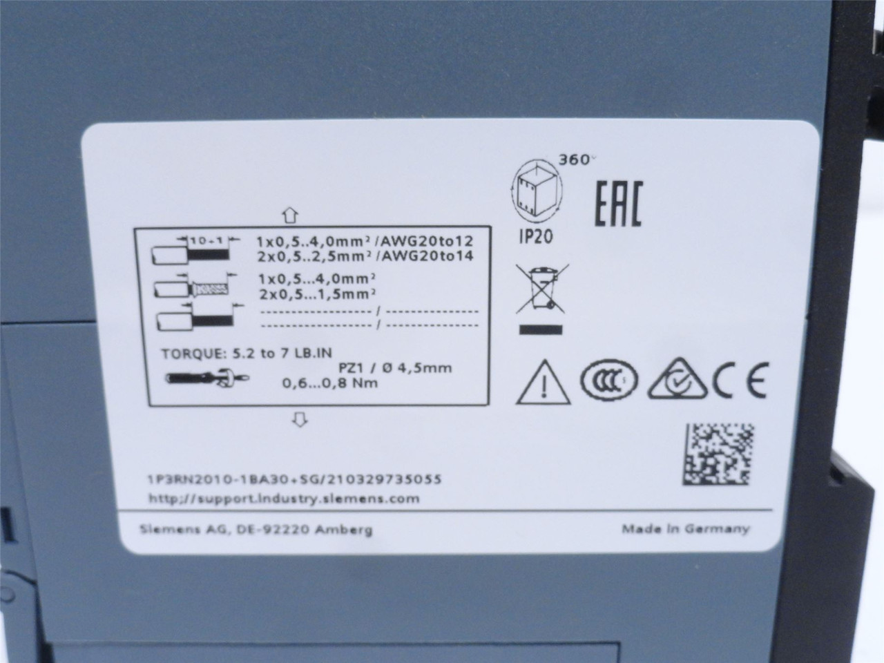 Siemens 3RN2010-1BA30; Protection Relay; 24VAC/DC; 1-NO; 1-NC