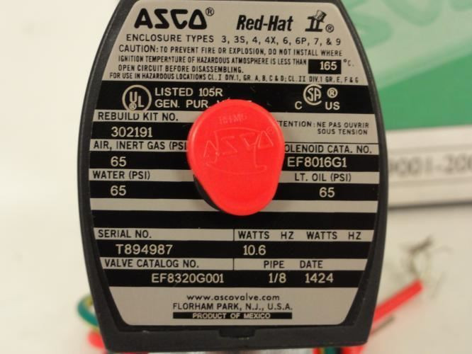 ASCO EF8320G001; Solenoid Valve 65PSI 10.6W 1/8"NPT