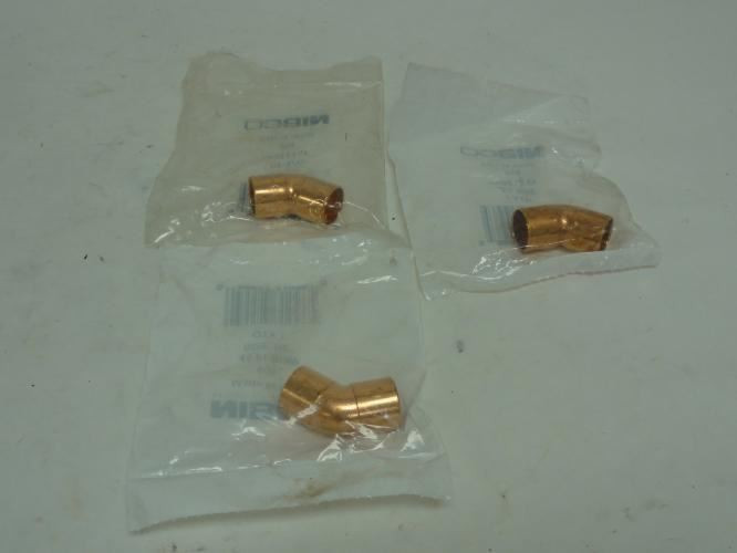 Nibco U606 1/2; Lot-3; Wrot Copper Elbow; 45Deg; Size: 1/2"