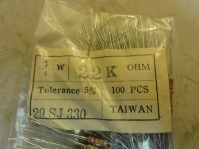 MFG- MDL-Unkn80953; LOT-200; Resistors; 22K Ohms; 1/4W