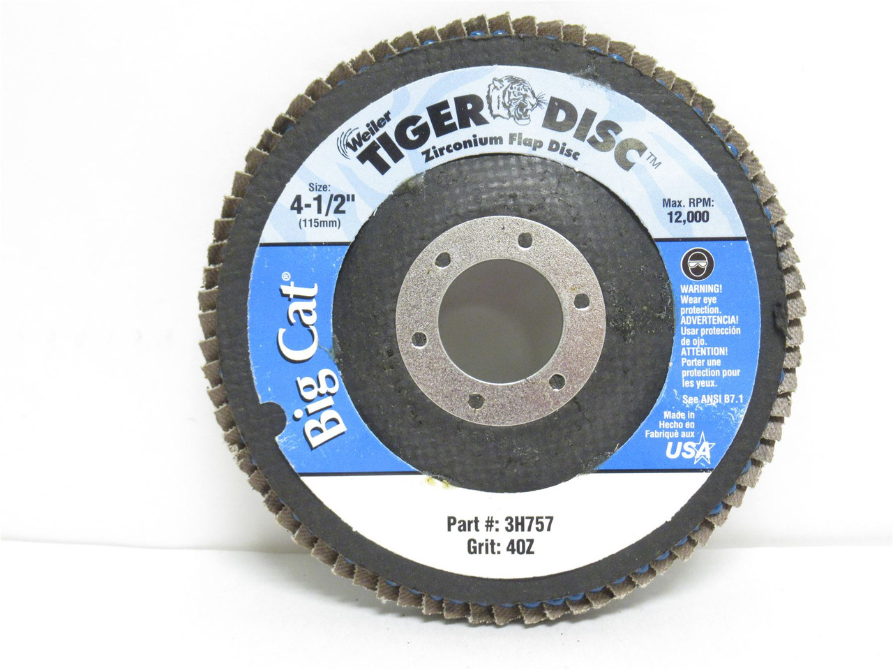 Weiler 3H757; Abrasive Flap Disc; Grit #40Z; 7/8" Mounting ID