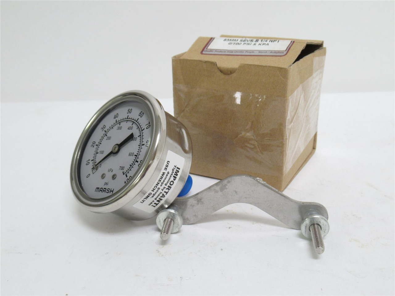 Marsh/Bellofram J7448P; Pressure Gauge; 1/4NPT; 0-100PSI