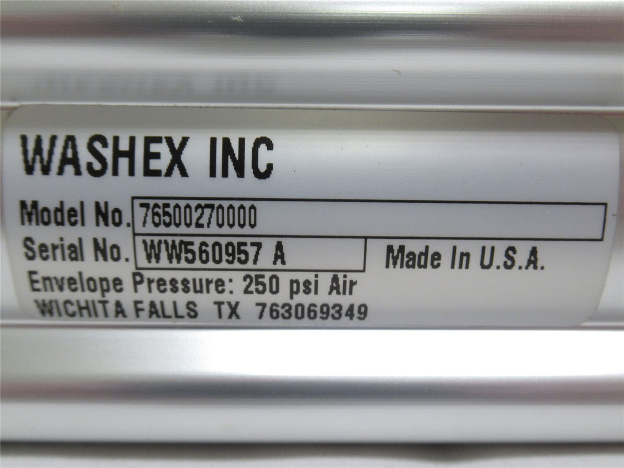 Washex 76500270000; Air Cylinder; 5" Stroke; 250PSI