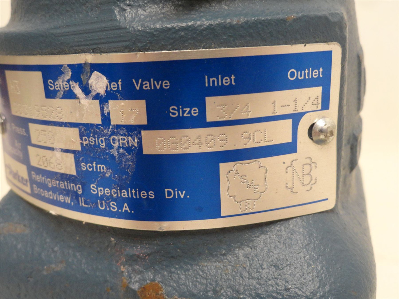 Parker SRV;3/4 H3; Safety ReliefValve 3/4"In 1-1/4"Out 250PSIG