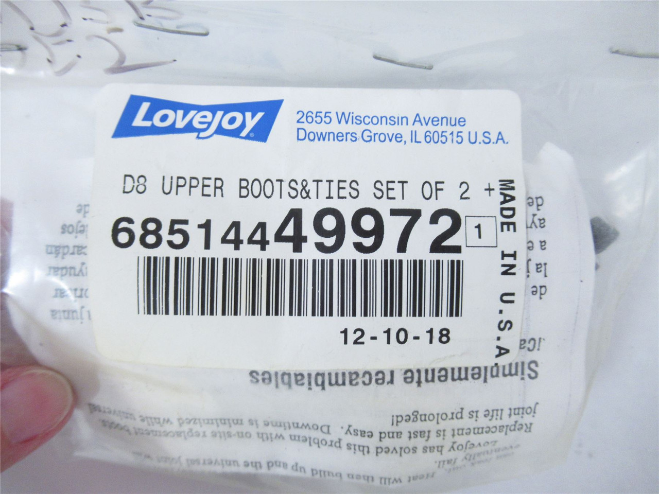 Lovejoy 68514449972; Lot-2 Boots and Ties 5/8"ID x 2.03"OD