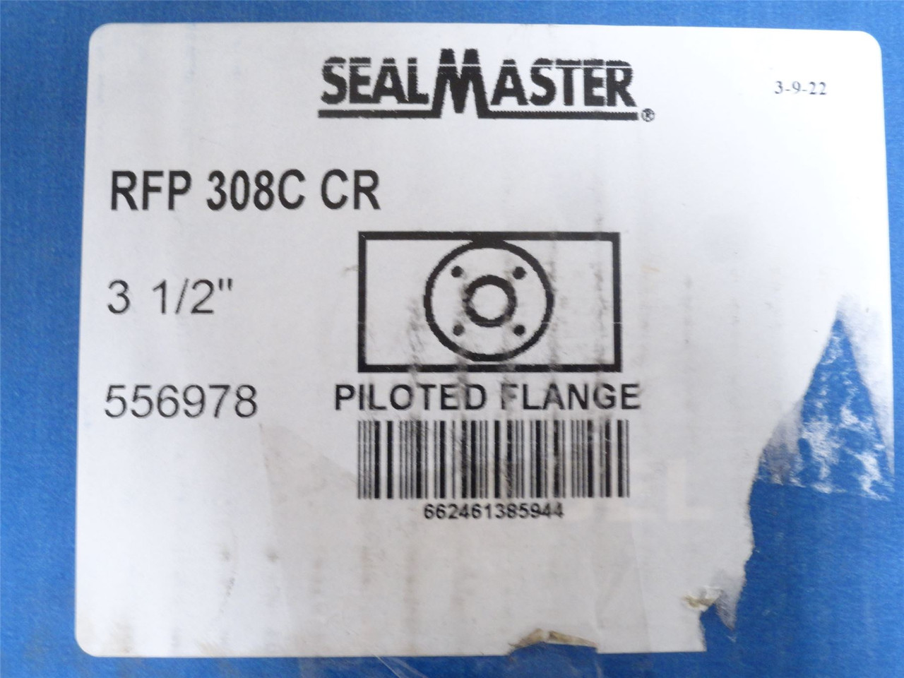 Sealmaster RFP308CCR; Piloted Flange Bearing 3-1/2"ID 4-Bolt