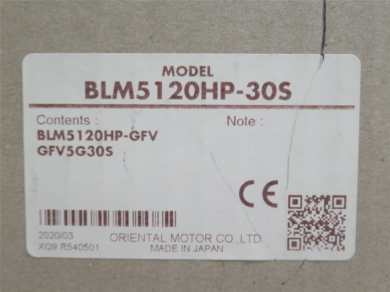 Oriental BLM5120HP-30S; AC Gearmotor 0.78A 240VAC; 3000r/min