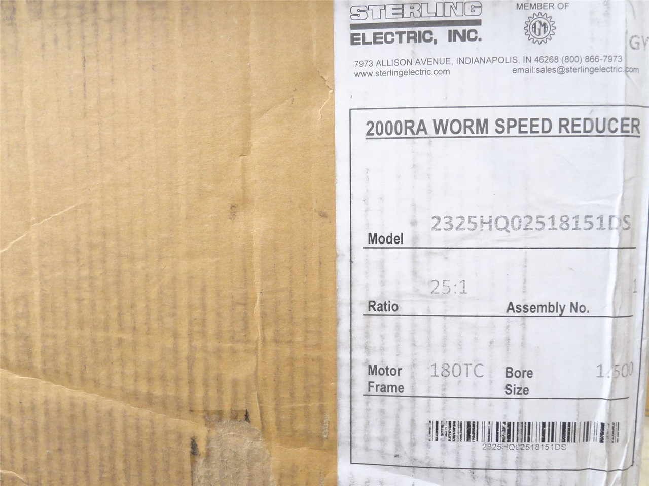 Sterling 2325HQ02518151DS; Gear Speed Reducer; 25:1 Ratio; RA