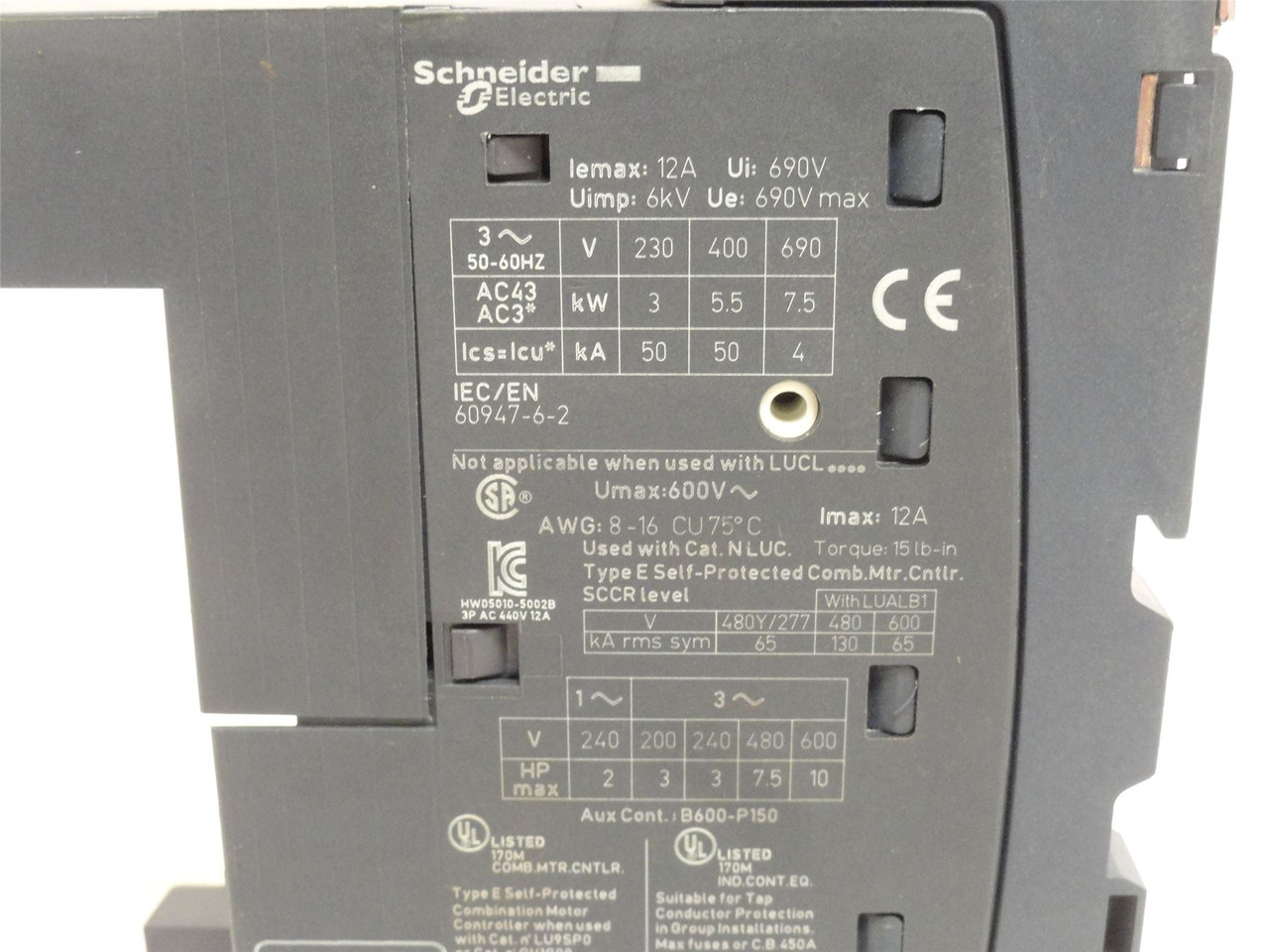 Schneider LUB12; Non-Reversing Power Base; No Accessories