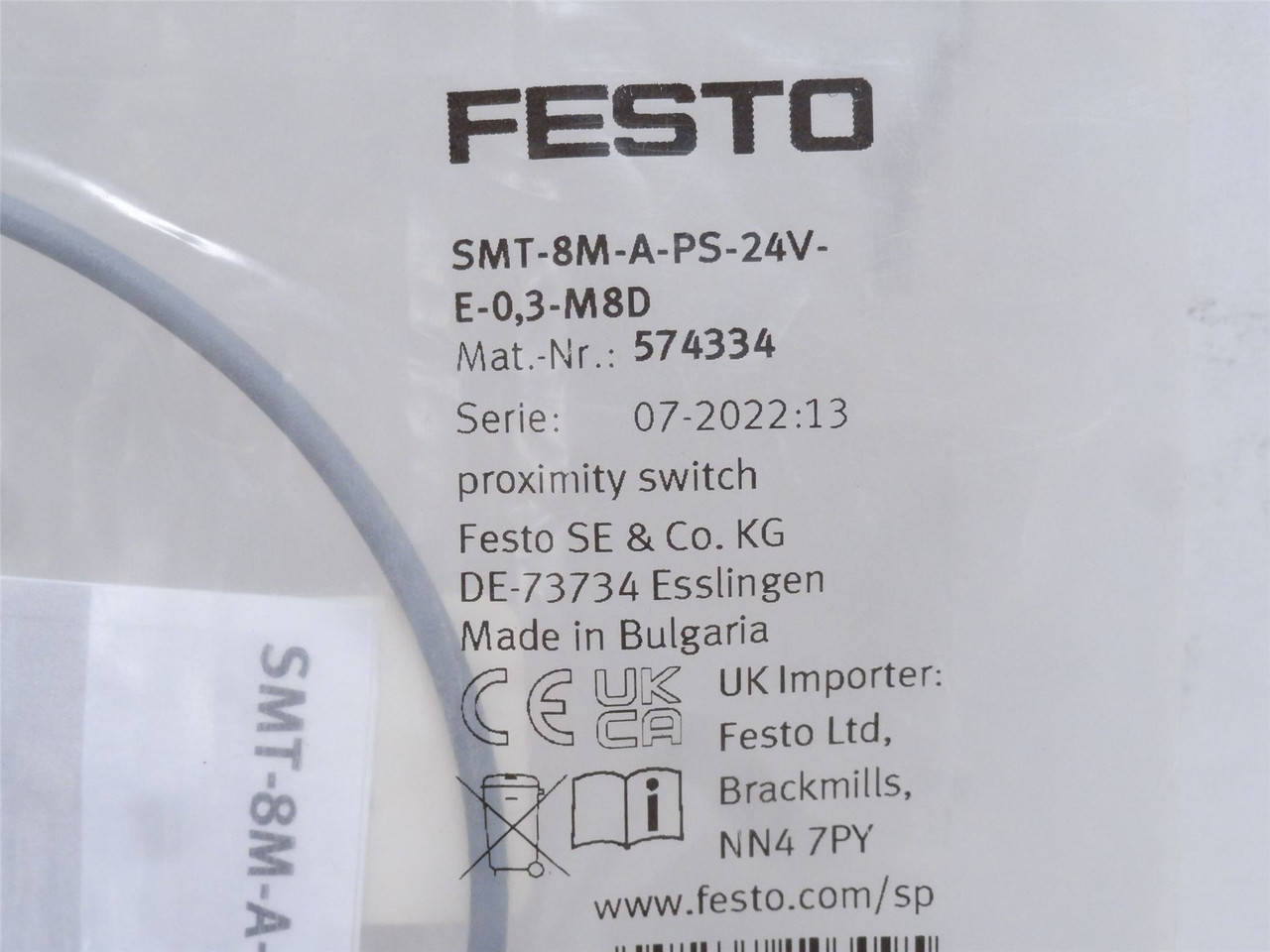 Festo SMT-8M-A-PS-24V-E-0;3-M8D; Proximity Sensor 574334; 24V