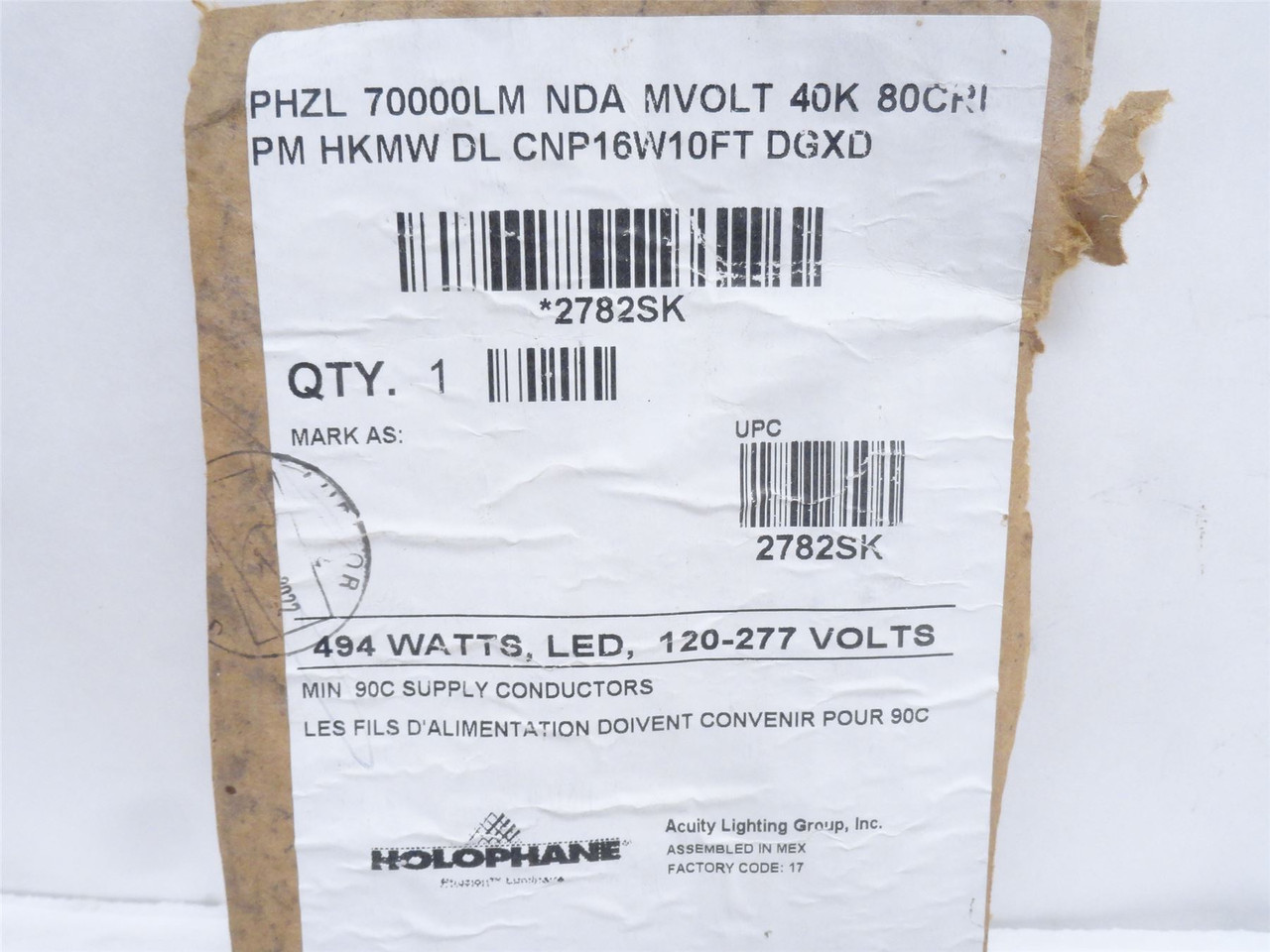 Holophane PHZL 40K 70CRI; Large High Bay LED 120-277VAC; 494W