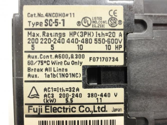 Fuji SW-5-1/2E; Starter; 1.7-2.6A; 3P; 600V; Coil: 100-110V