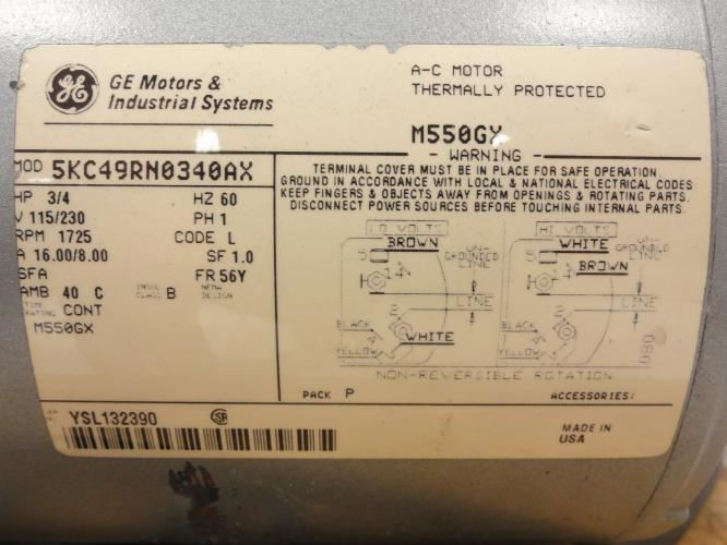 Gast 5LCA-22-M550X; Piston Air Compressor/Vacuum Pump; 3/4Hp