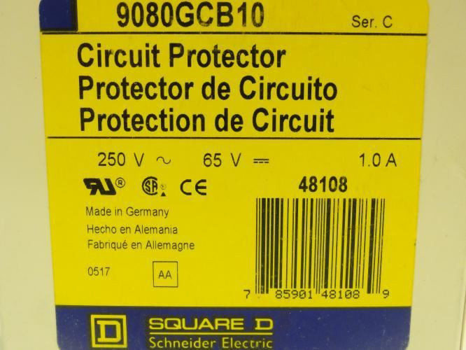 Square D 9080GCB10; Circuit Protector; 1A; 250VAC/65VDC
